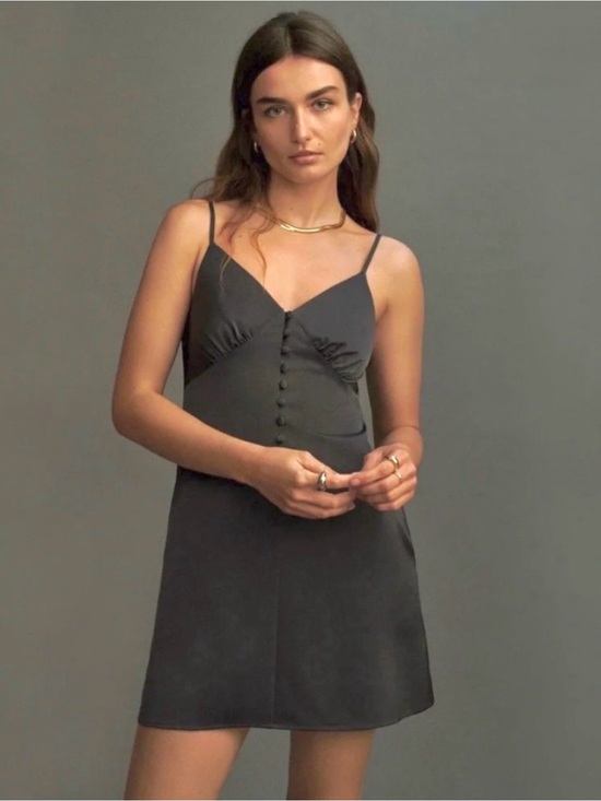 Mare Mare Dresses & Skirts - NWOT 🆕 Anthropologie “Mare Mare” Satin Slip Mini Dress • Deep Gray • Medium